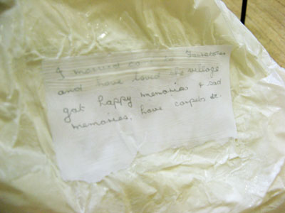 Some of the hand-made text about ideas of "home".